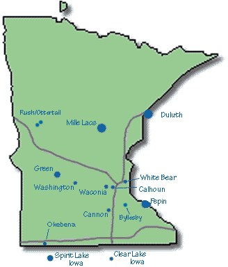 Map of the lakes in Minnesota